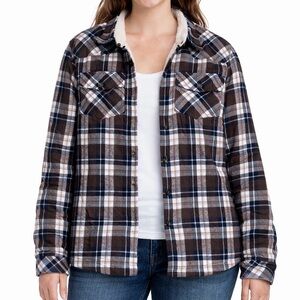 Women’s NEW Sherpa Lined Plaid Flannel Shacket Chore Barn Jacket Sz L